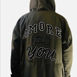 🎄DOLCE & GABBANA GREEN HOODED ZIPPER LOVEPATCHES SZ50MEN JACKET/COAT NEW